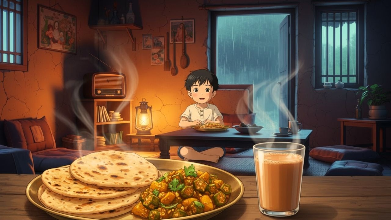Cozy Monsoon Family Reunion  1990s Indian Village Life & Traditional Cooking Ghibli ASMR