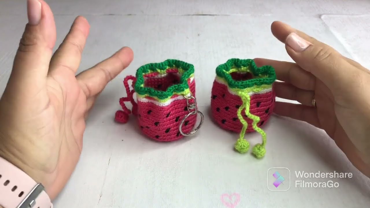 monedero facil en crochet con diseño de sandia #tutorial #crochet #artesanal