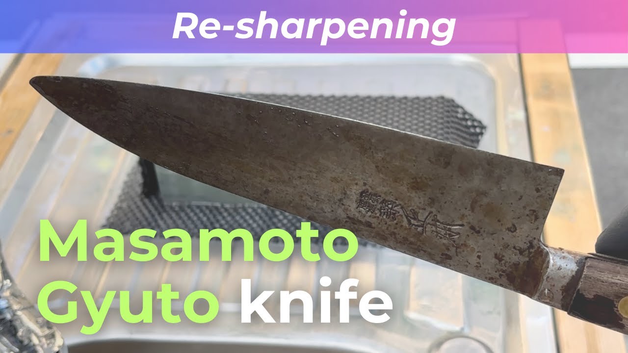 Re-sharpening a gyuto knife(Masamoto) that was requested [knife sharpening🔪✨]