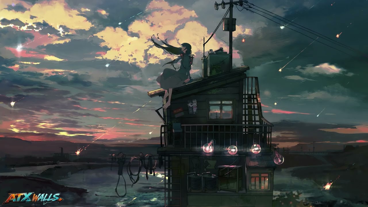 Rooftop Anime Sunset | 4K Ultra HD Animated Live Wallpaper