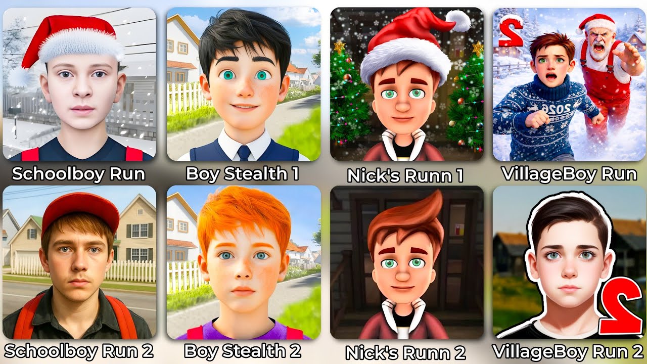 Schoolboy Runaway Minecraft, Nick's Escape 2, Boy Stealth Escape 2, Schoolboy Vill 2, Evil Neighbors