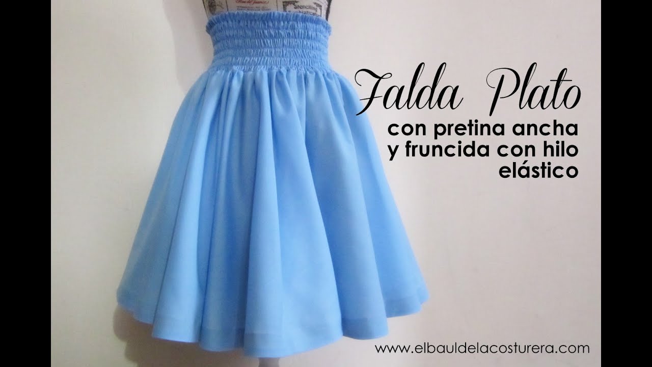 Falda Plato o Circular con pretina ancha fruncida elasticada