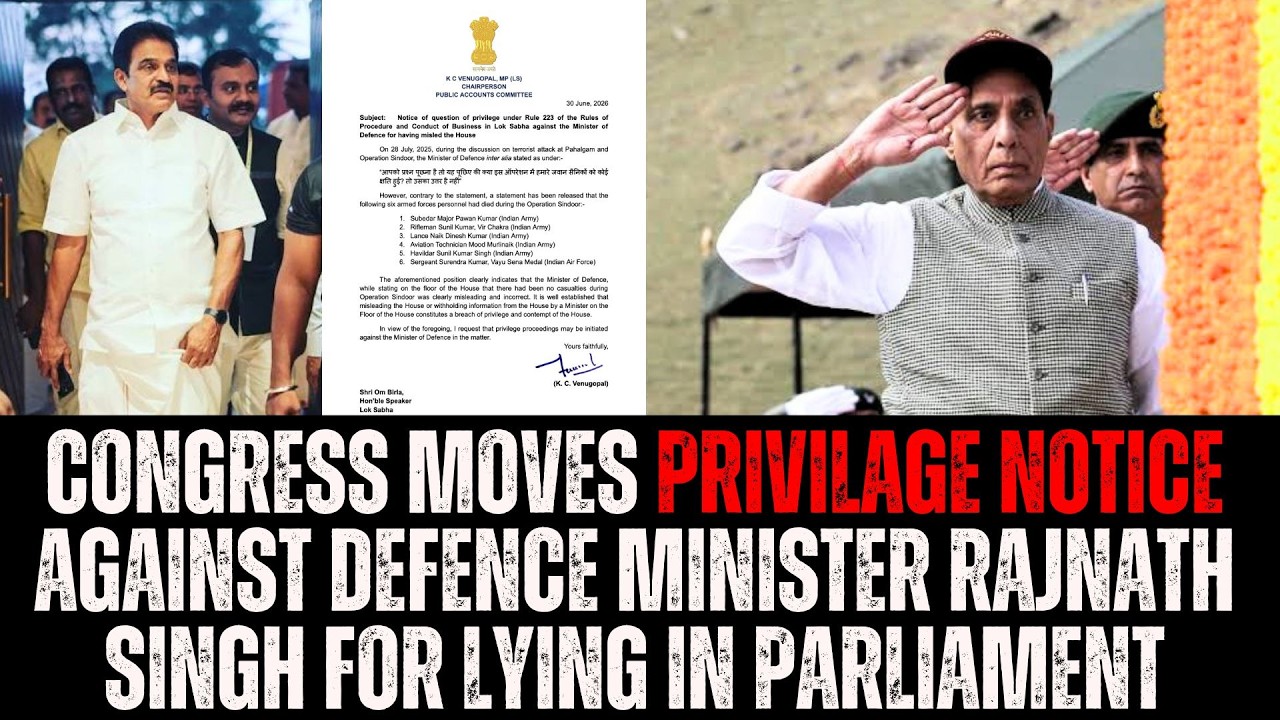 Congress Party Moves Priviledge Notice Against Defence Minister Rajnath Singh!
