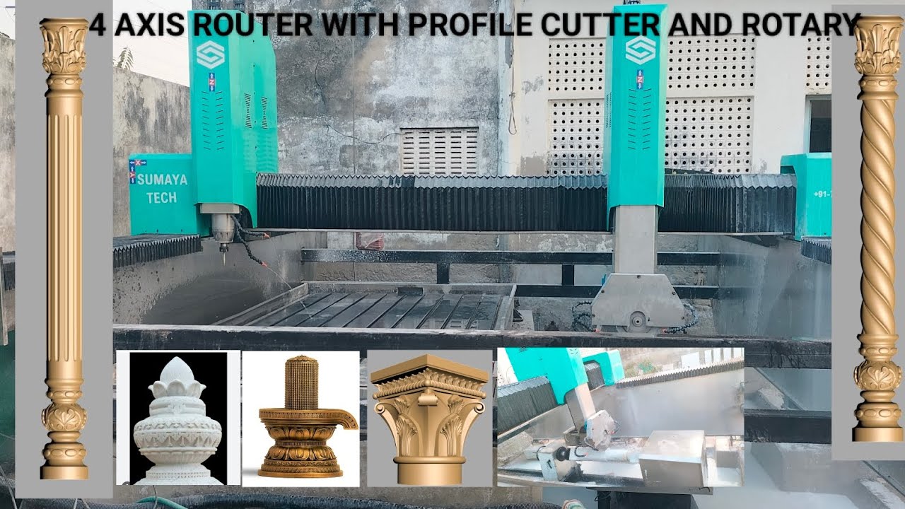 4 AXIS CNC ROUTER WITH PROFILE CUTTER AND ATTACHED ROTARY SUMAYA TECH JAIPUR 7665577499,7611920945