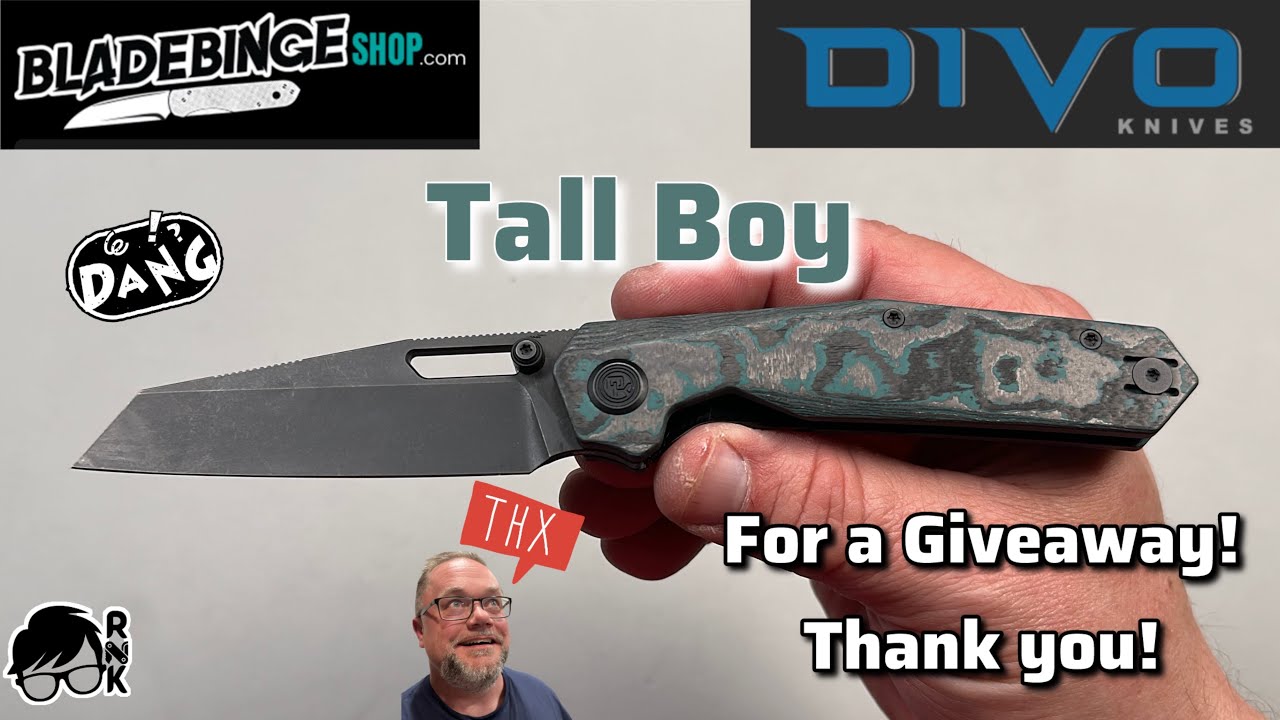 This is a tall order… a given Divo BladeBinge Tallboy knife given to the channel for a giveaway