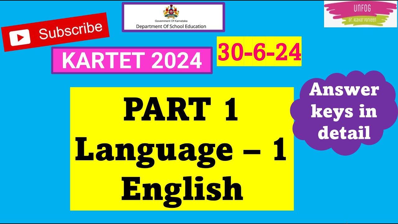 KARTET2024 – Answer Key - English First Language – Paper 2 #kartet_answer_  key (detail Explanation)