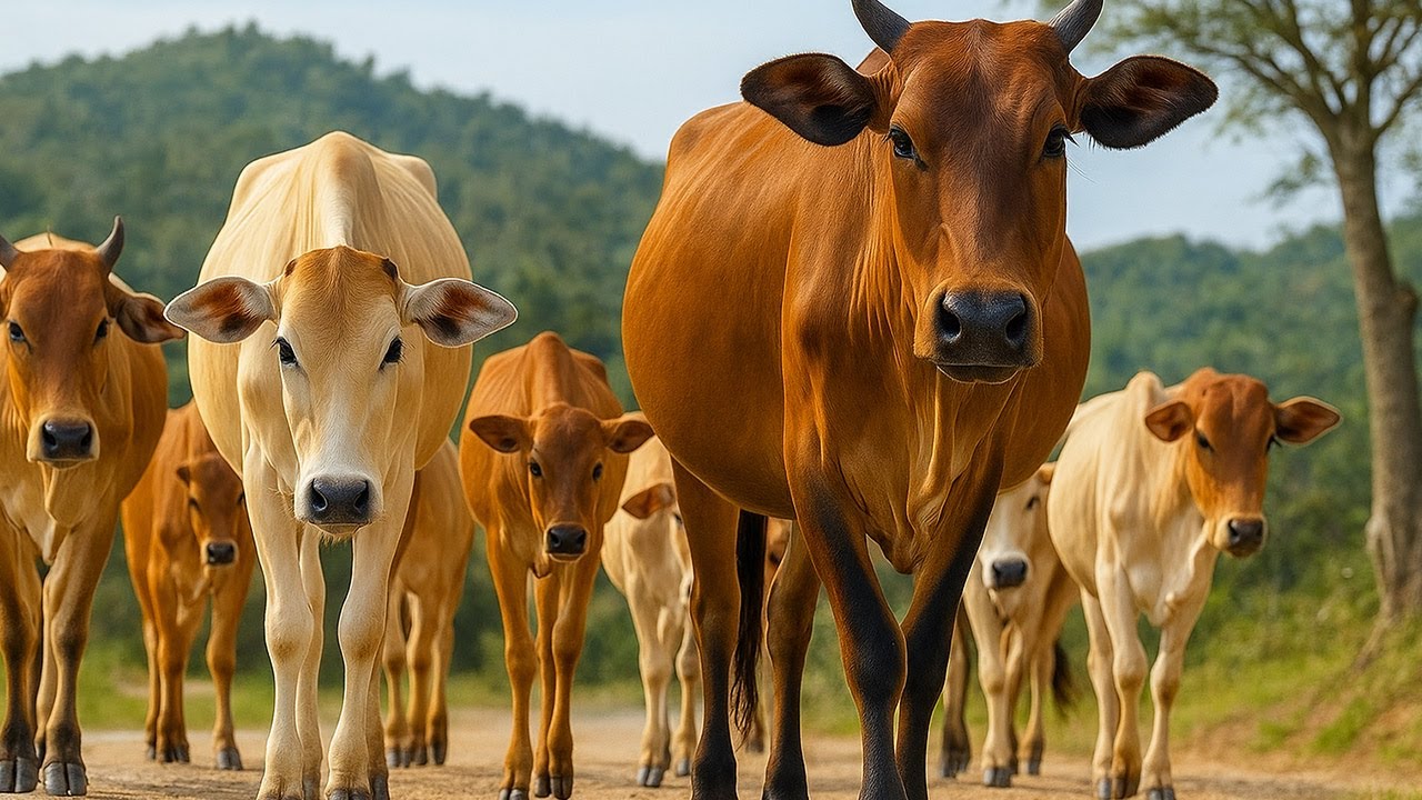 Vidio Menggembala Sapi-Sapi Jinak Berjalan Serentak Menuju Padang Rumput Hijau || Suasana Alam indah