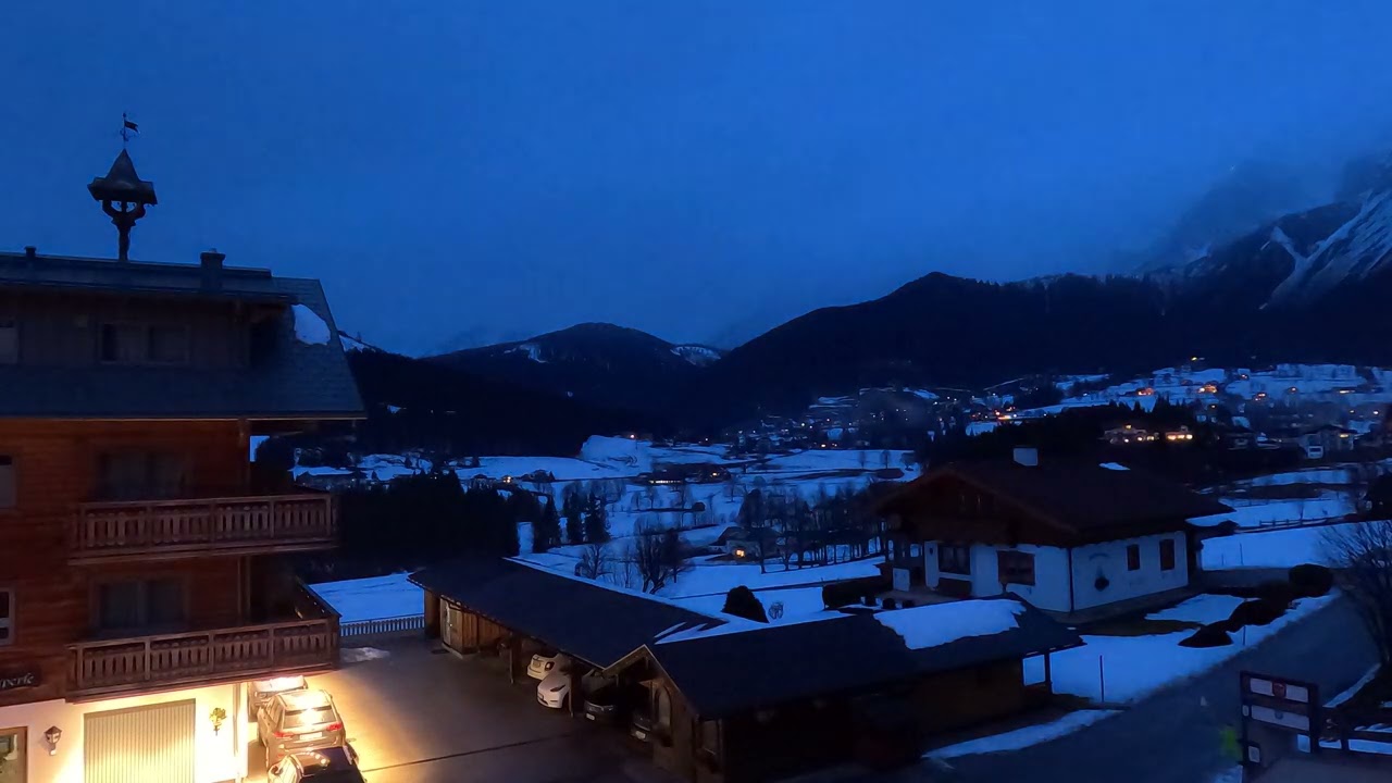 Night time in Ramsau am Dachstein, Austria.