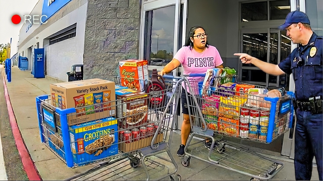 Cops Surprise Stop a Shoplifter Stealing an ENTIRE Cart Full From Walmart