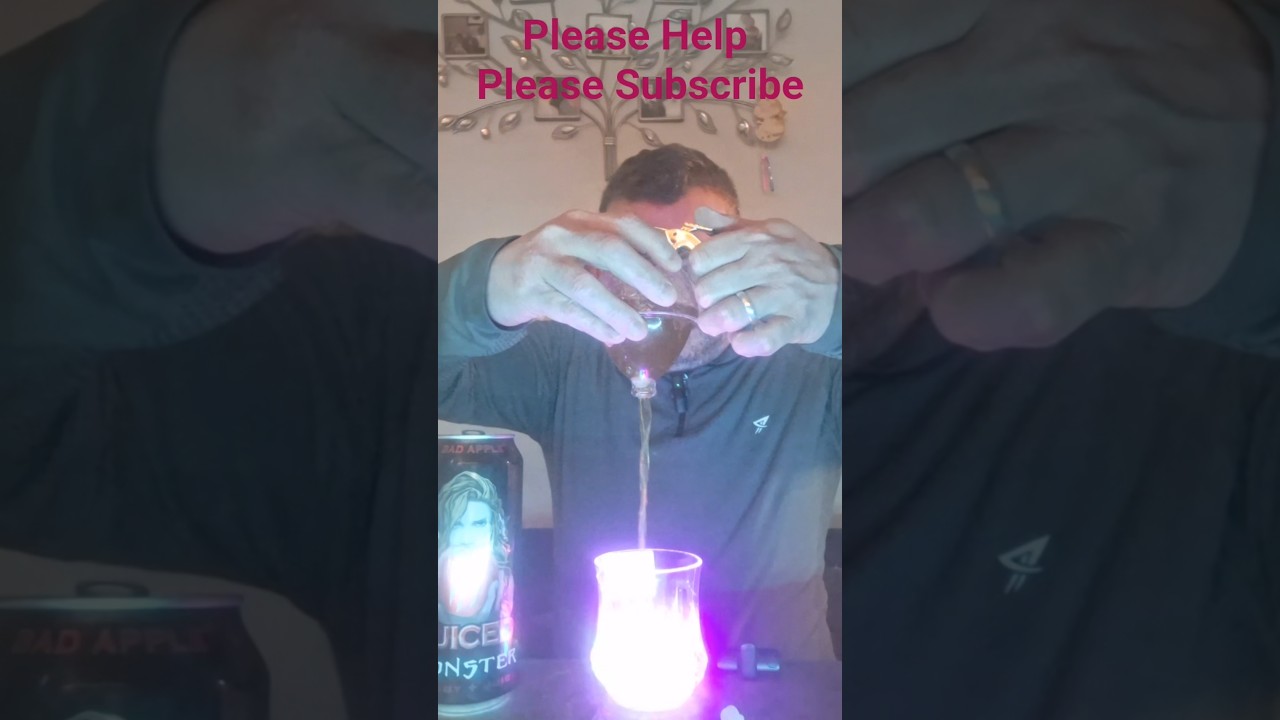 ASMR Monster 👾 bad apple 🍏 pour into sensory light ⬆️glass 