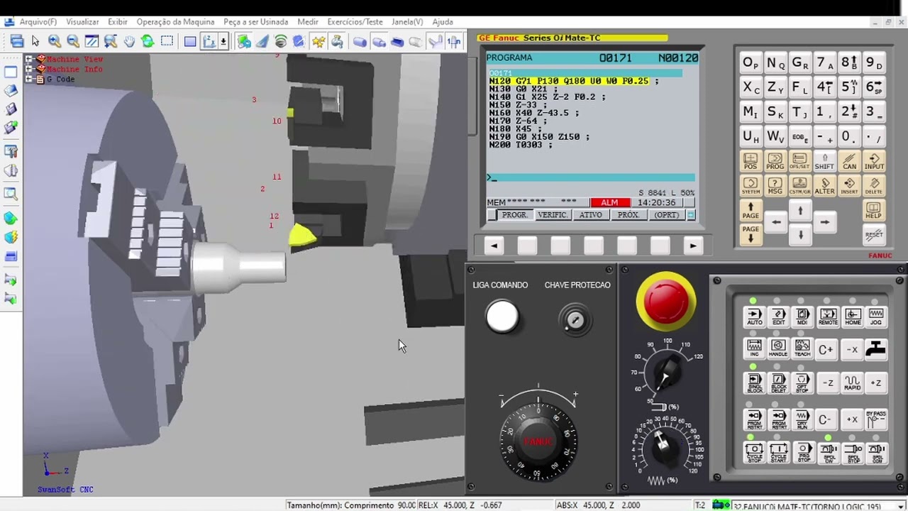 Torno CNC (Simulação Rosca 2 entradas)
