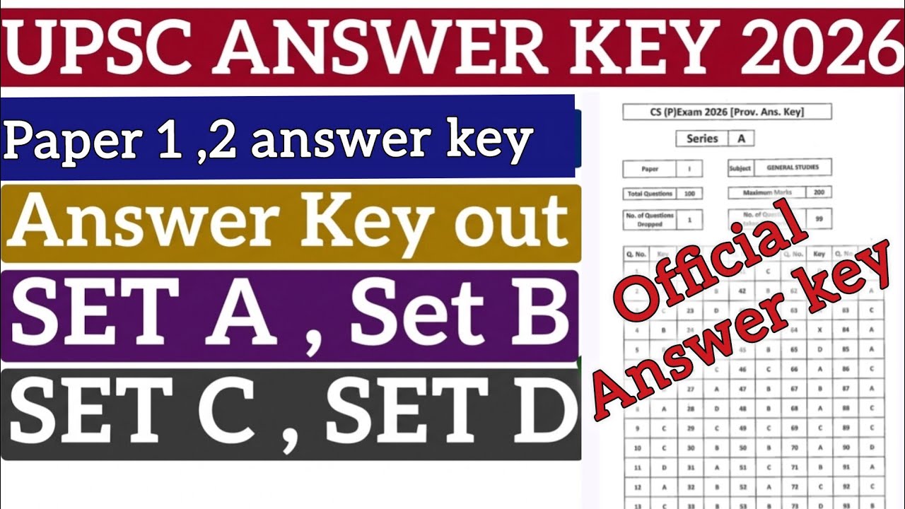 UPSC Prelims GS & CSAT Answer Key 2026 Out 🔥 UPSC Prelims Paper 1 paper 2 Answer Key out 2026
