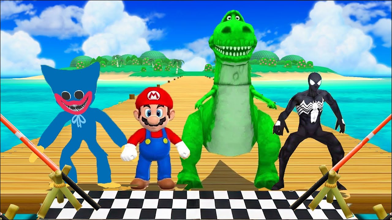 Mario Party 9 MiniGames Huggy Wuggy Vs Mario Vs Rex Vs Spider Man (Master Difficulty)