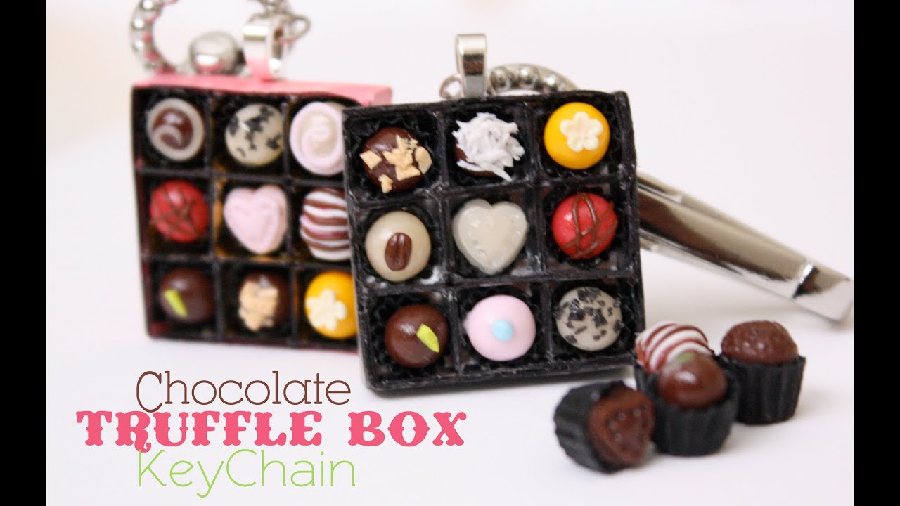 Chocolate Truffle Box - KeyChain - How To Make Polymer Clay Candy