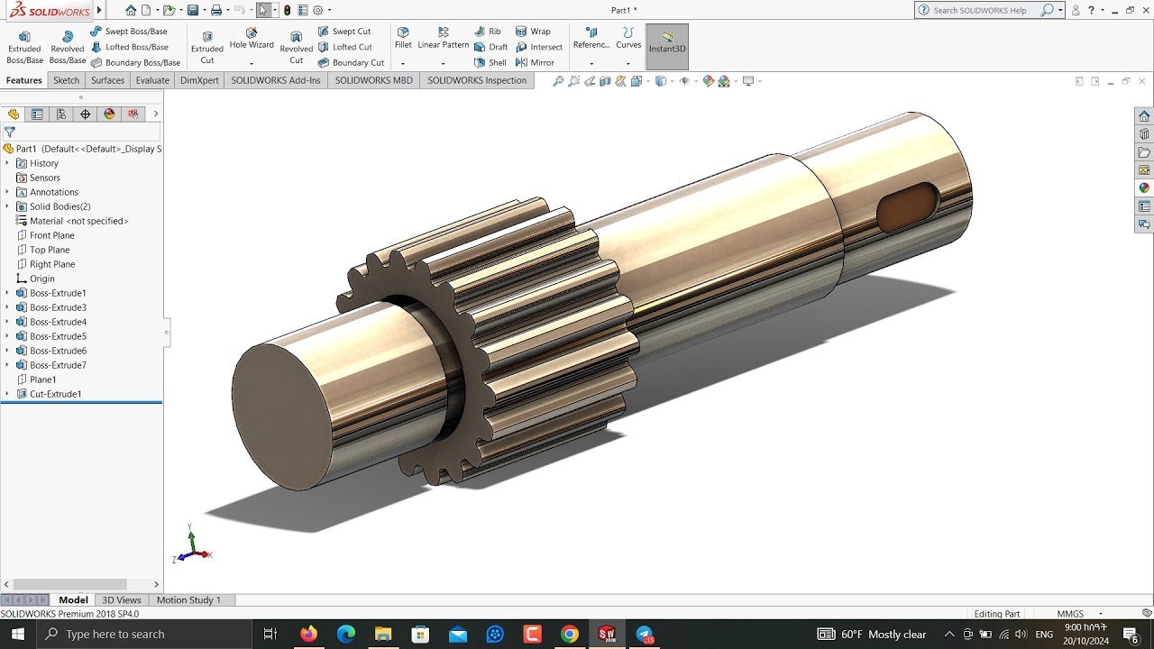 HOW TO MAKE A SIMPLE #GEAR  AND #SHAFT ON #SOLIDWORKS| Learn solidworks with Abel