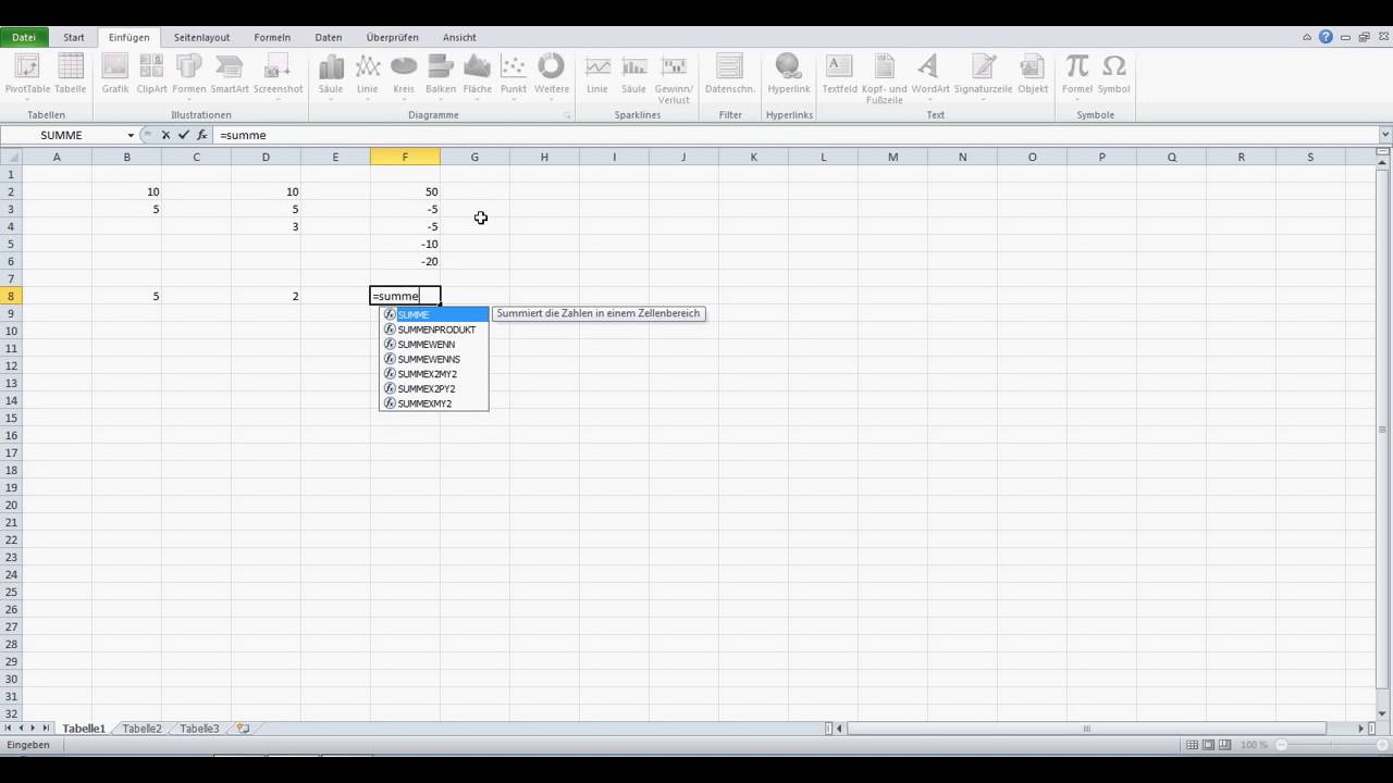 Subtrahieren in Excel Excel Formeln