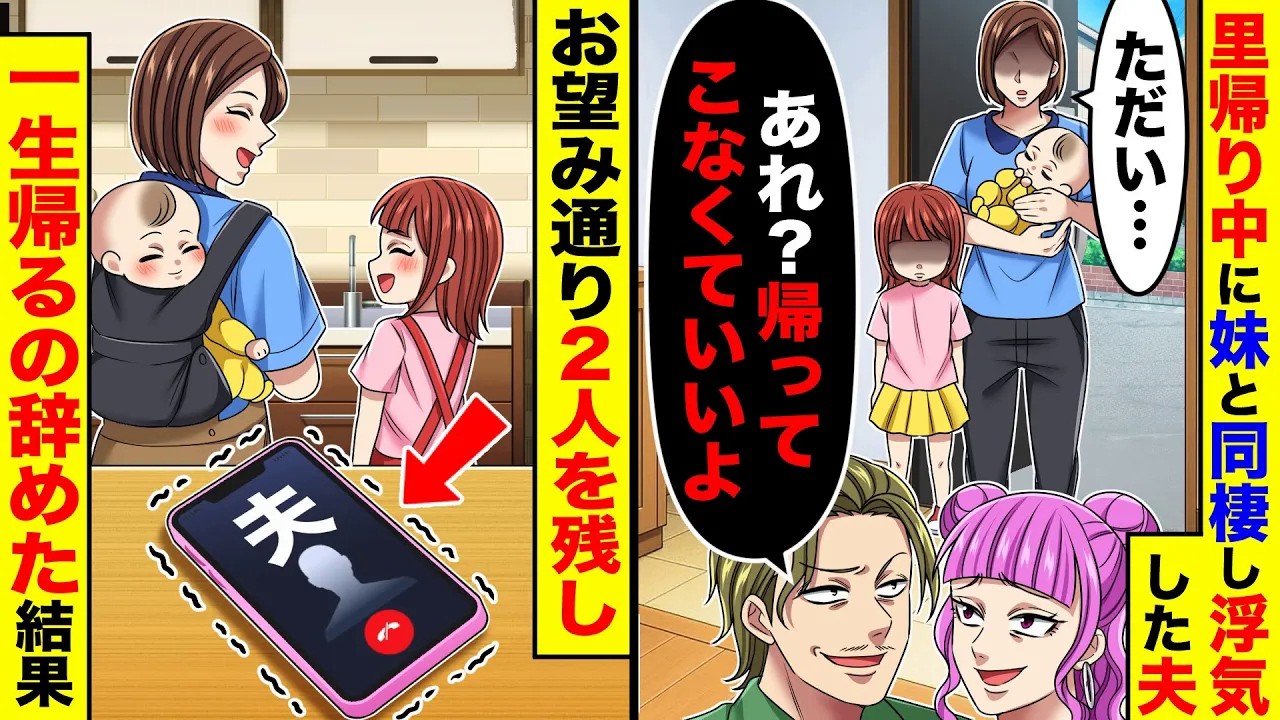 里帰り中に妹と同棲し浮気した夫「あれ？帰ってこなくていいよ」→お望み通り２人残し、一生帰るの辞めた結果【総集編／新作あり】
