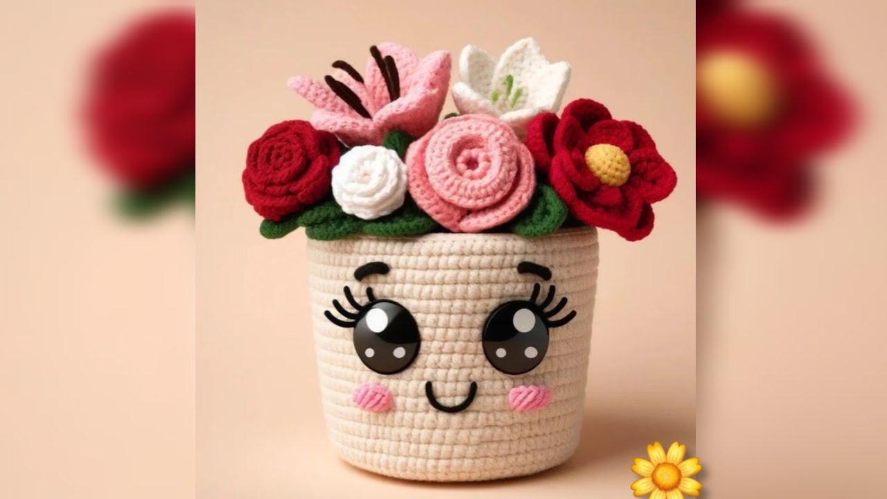 Flower Pot Crochet Tutorial l Crochet Pot For Flowers l Easy Crochet Pot Tutorial ll
