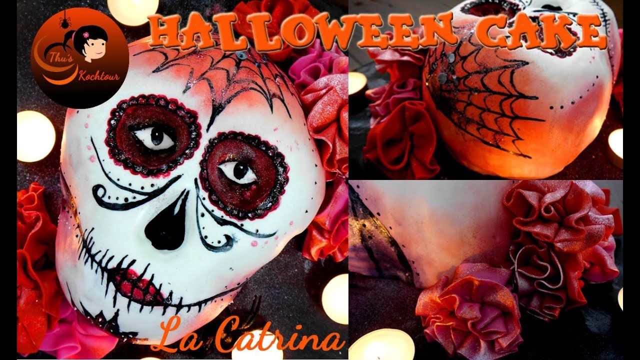 Halloween Cake: Ich backe eine La Catrina Torte/ Skelett Gesicht/ sugar skull/ thuskochtour