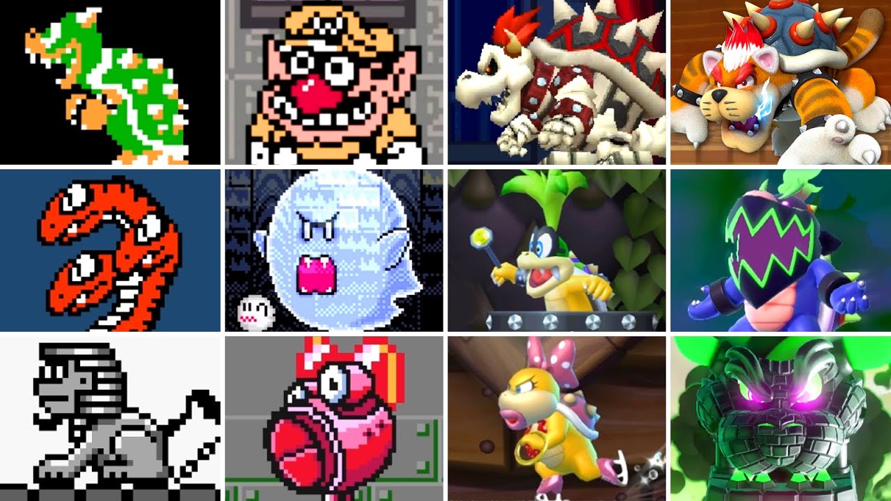 Super Mario 2D Games - All Bosses (No Damage) [1985 - 2025]