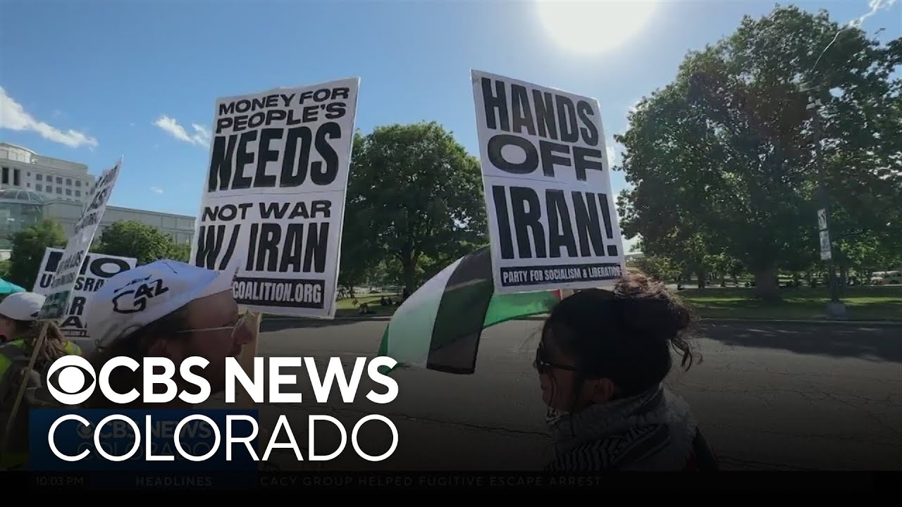 Crowd gathers at Colorado State Capitol to protest military strikes on Iran
