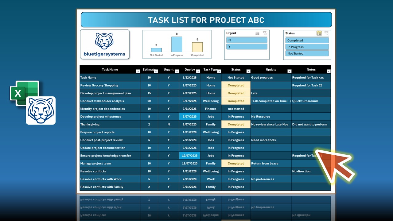 Создайте простой список задач и дел в Excel | Для начинающих | Приоритет и статус, обучающее руко...