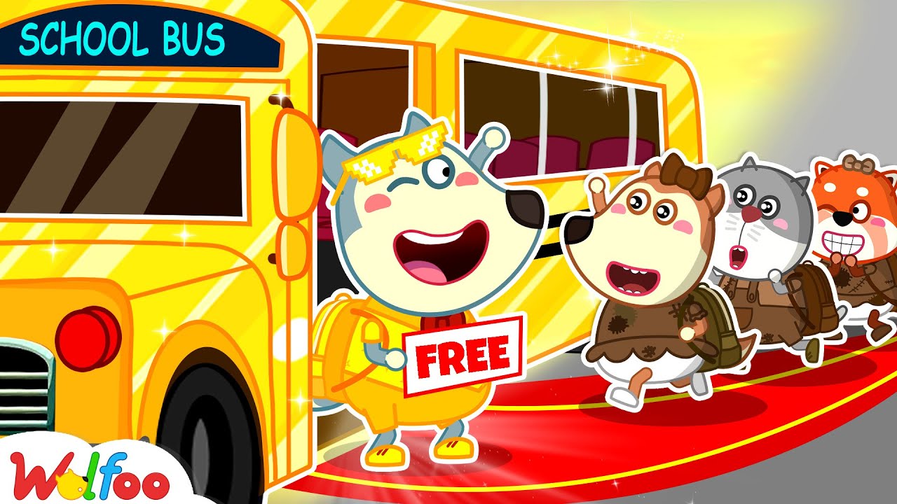 Welcome to Rich School Bus for Free 😍 A Lesson on Kindness & Sharing for Kids | Wolfoo Channel