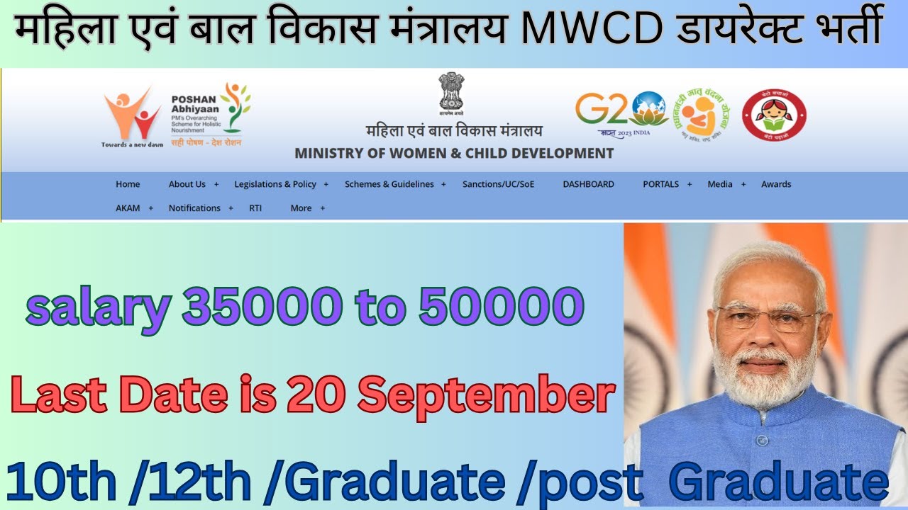 WCD Jobs 2023| महिला एवं बाल विकास विभाग भर्ती 2023| Salary Rs 50000| Freshers Jobs 2023
