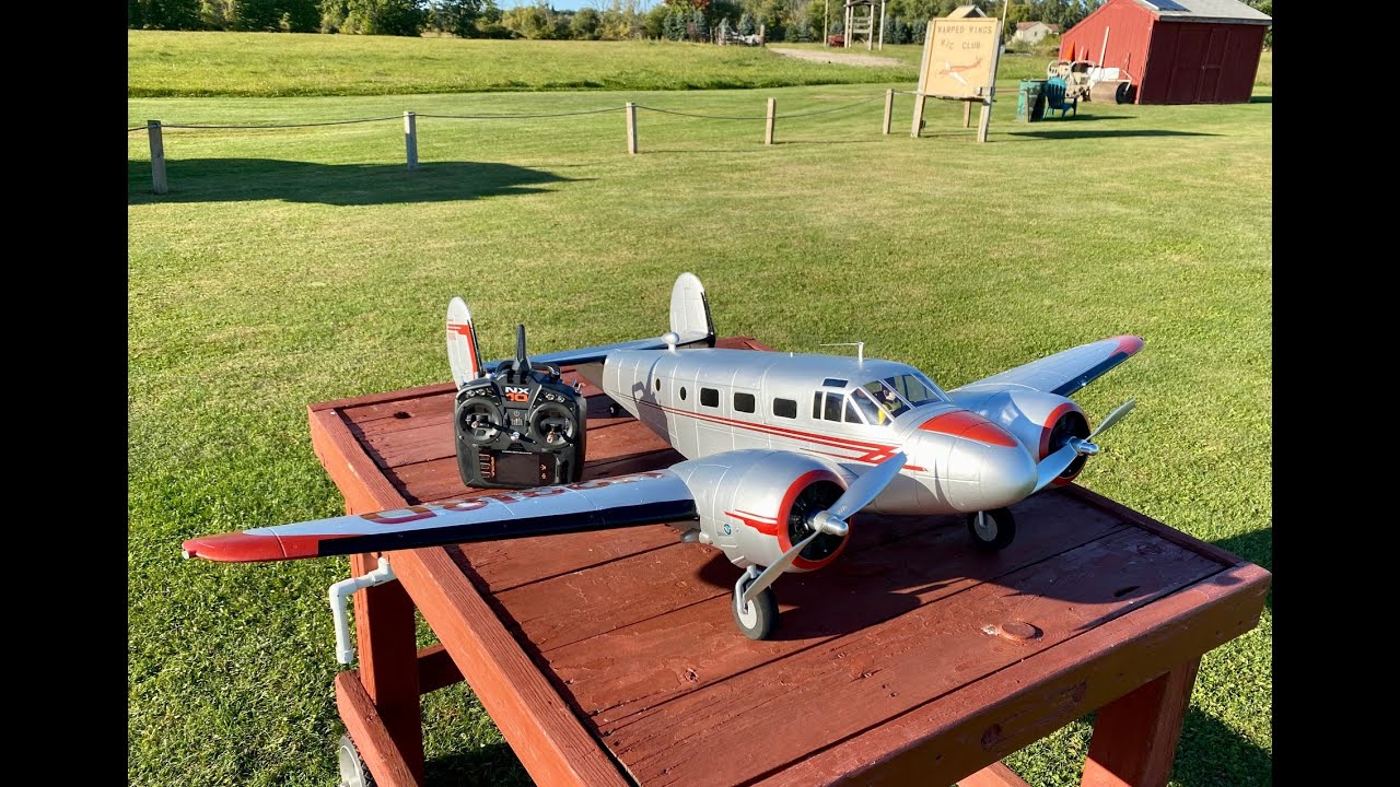 E-flite Beechcraft D18 1.5m BNF - Amazing Scale Aerobatic Twin - Maiden Flight!!!