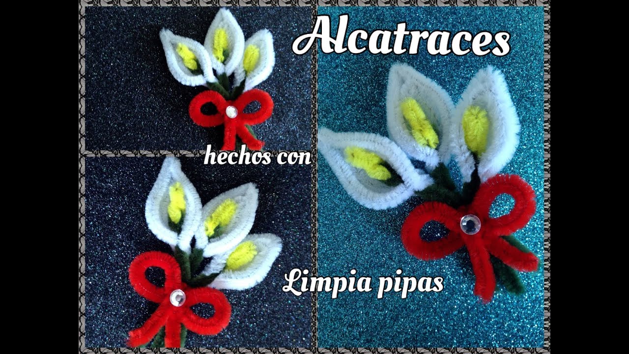 ALCATRACES HECHOS CON LIMPIA PIPAS.  PIPE CLEANER CALLA LILIES .