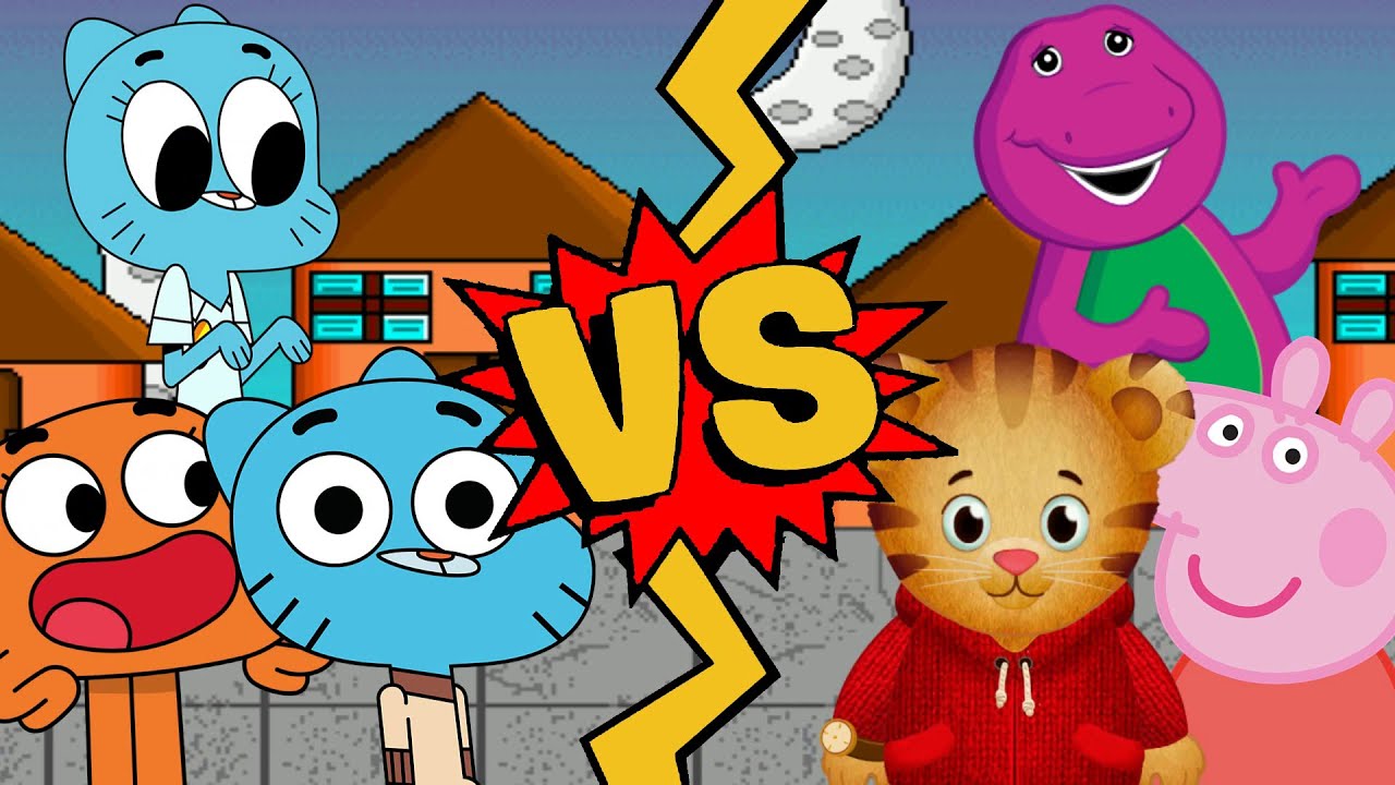 M.U.G.E.N. Battles | Nicole/Gumball/Darwin vs Peppa Pig/Barney/Daniel Tiger