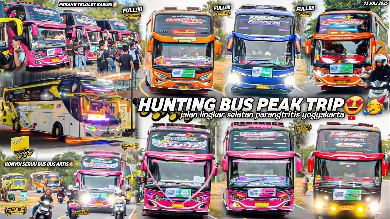 FULL BUS TELOLET BASURI‼️hunting bus di peak trip yogyakarta part 2🤩trip bismania banyak bus artis🥳