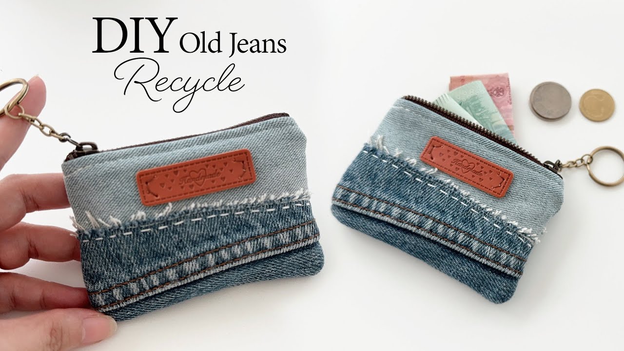 DIY old jeans recycle coin purse | Sewing | Tutorial (ep294)