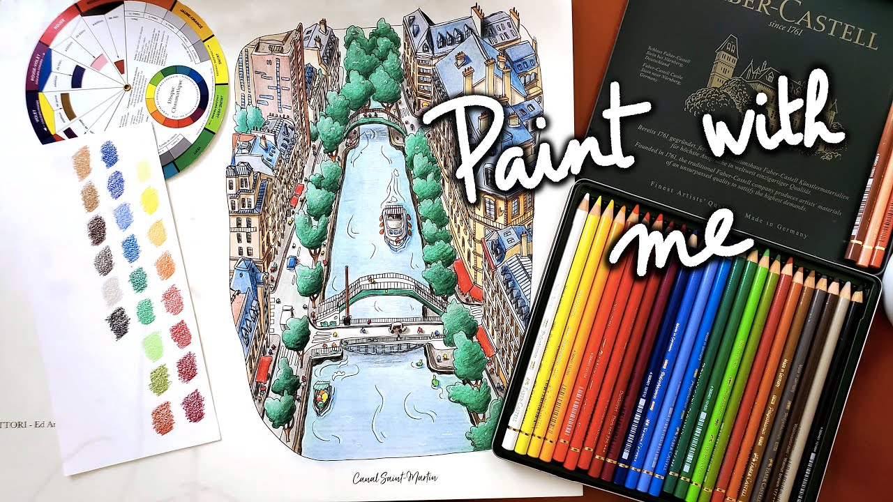 Faber Castell Polychromos Colour Pencils 24 set Swatches and test on Emilie Ettori colouring book