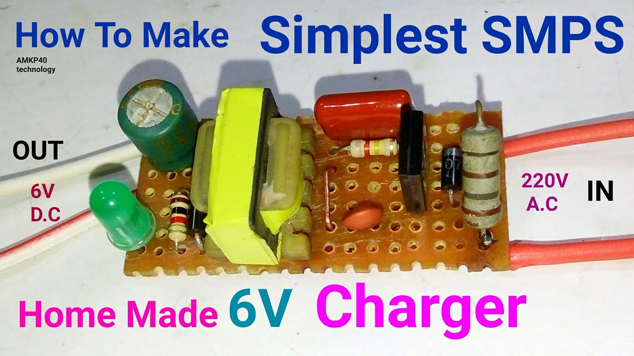 How To Make Simplest SMPS Circuit, or DIY home made Switch Mode Power Supply, or 6V Mobile Charger
