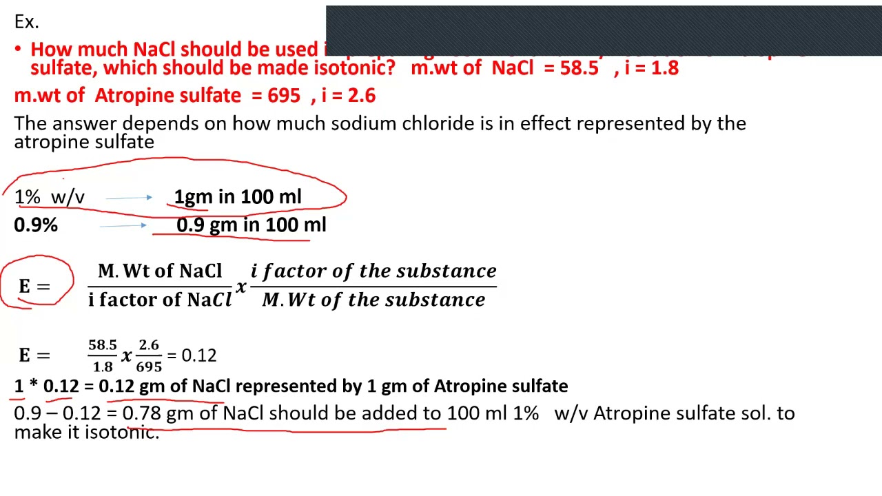 pharmaceutical calculation :  sod. chloride equivalent