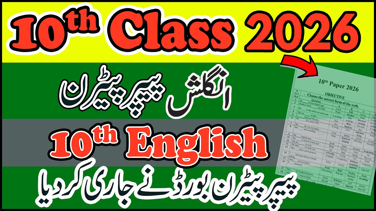 10th Class English Paper Pattern 2026 | English Paper Class 10 2026 | Class 10 Guess Paper 2026