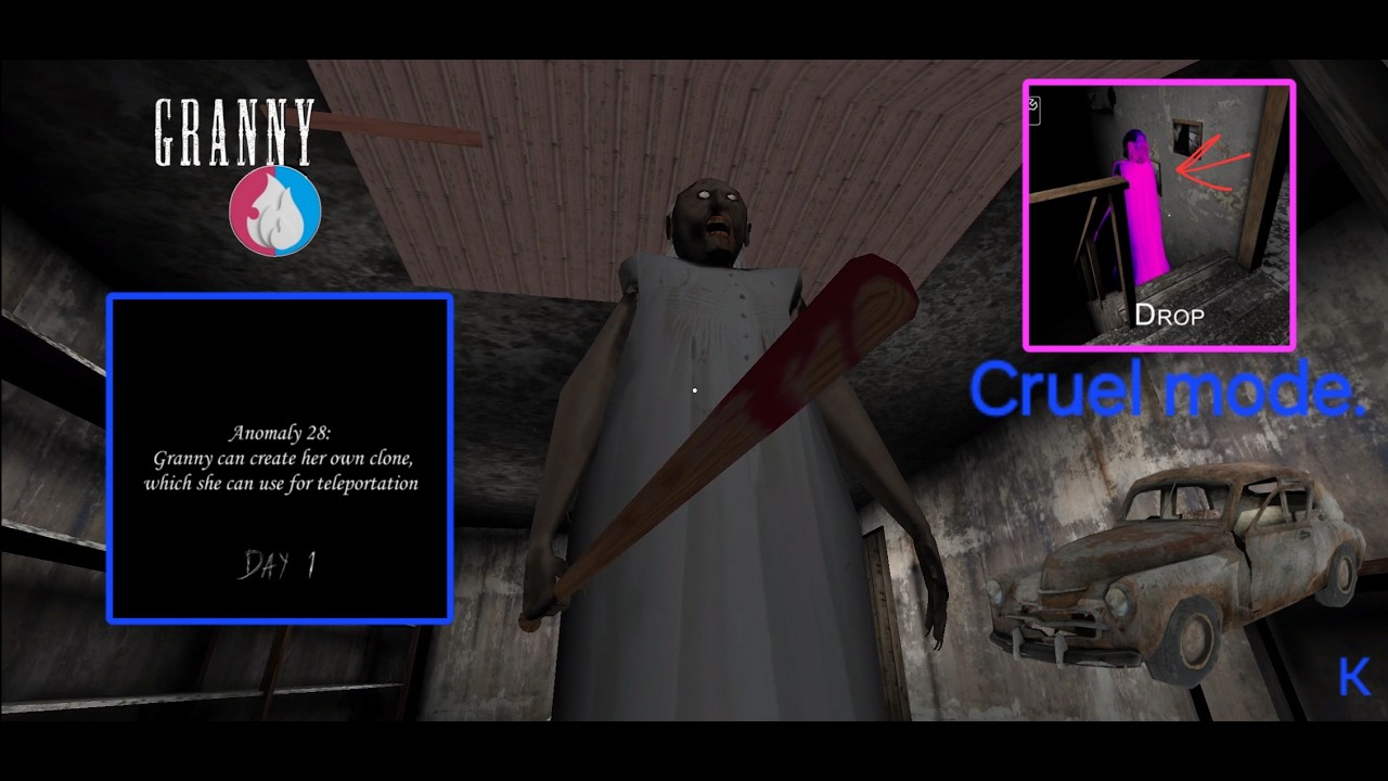 Granny mod pack by LUB: Cruel mode. Car ecscape. With 28 anomaly.