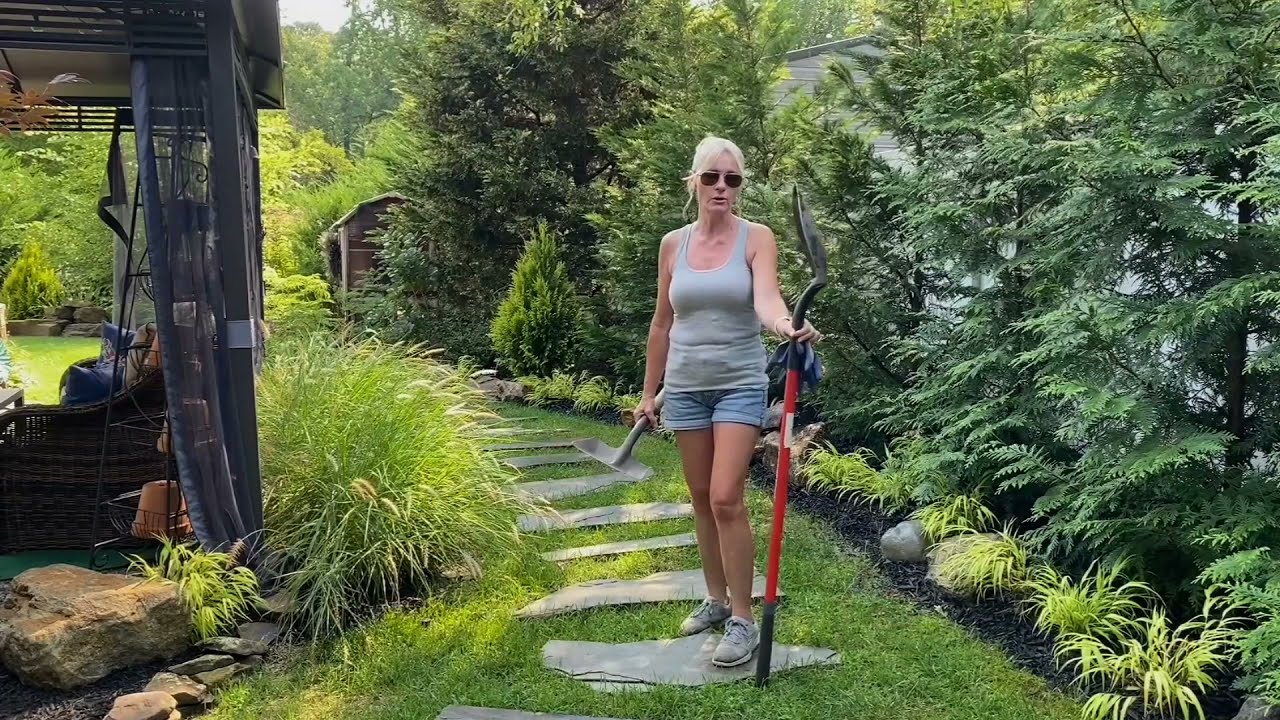 How We Install Flagstone Paths in Grass, Pea Gravel, and Mulch. DIY Full Install Time-lapse.