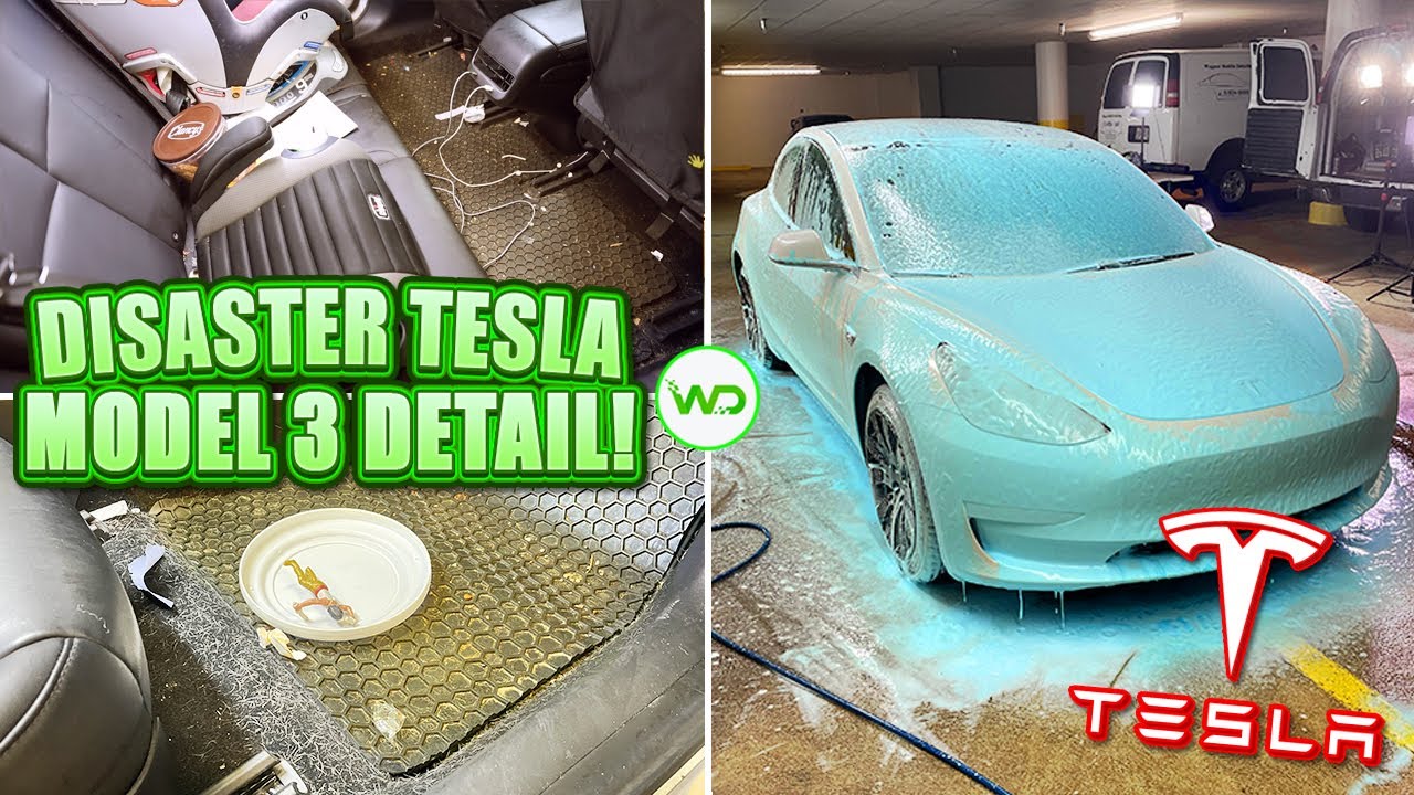 Глубокая очистка самой грязной Tesla Model 3! | Удовлетворительная катастрофа для электромобиля