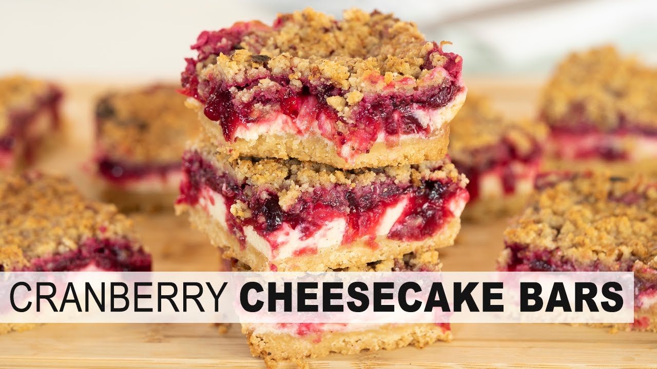 CRANBERRY CHEESECAKE BARS | to die for! gluten free & Keto low carb option (healthy desserts)