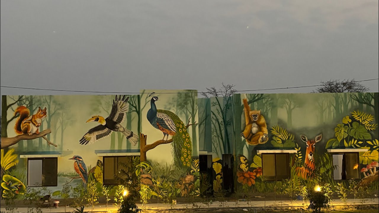 Open stage wall Painting🎨🖌️Freedom movement park #minivlog #myartistlife #art #workingartist #mural 