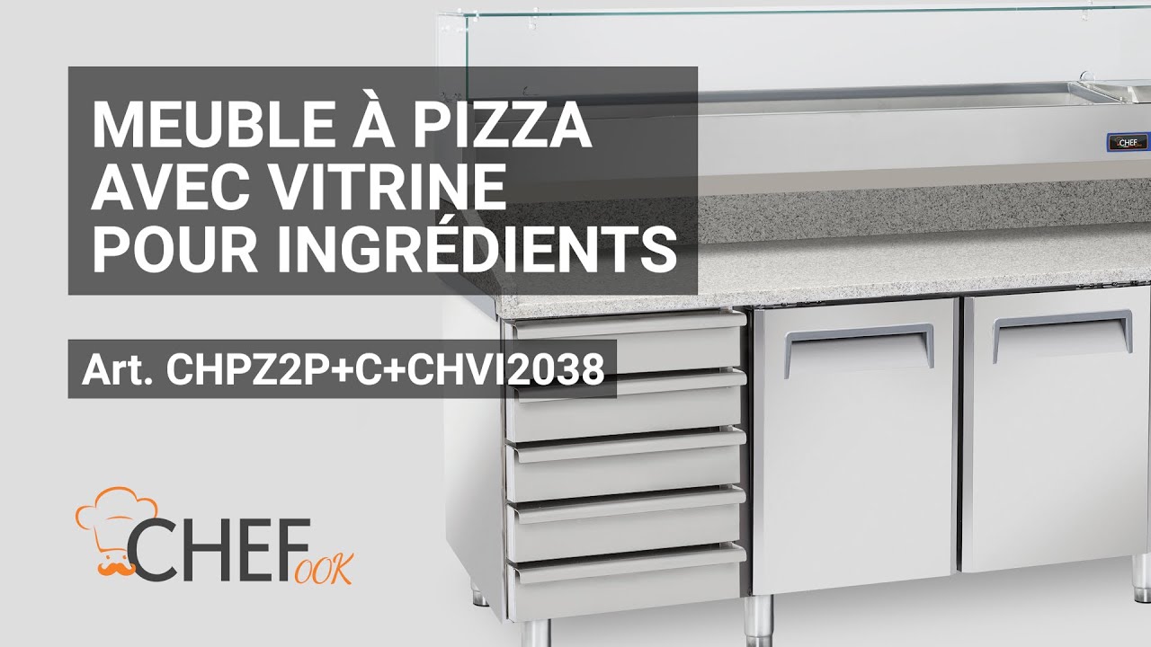 Meuble à pizza avec vitrine pour ingrédients CHPZ2P+C+CHVI2038