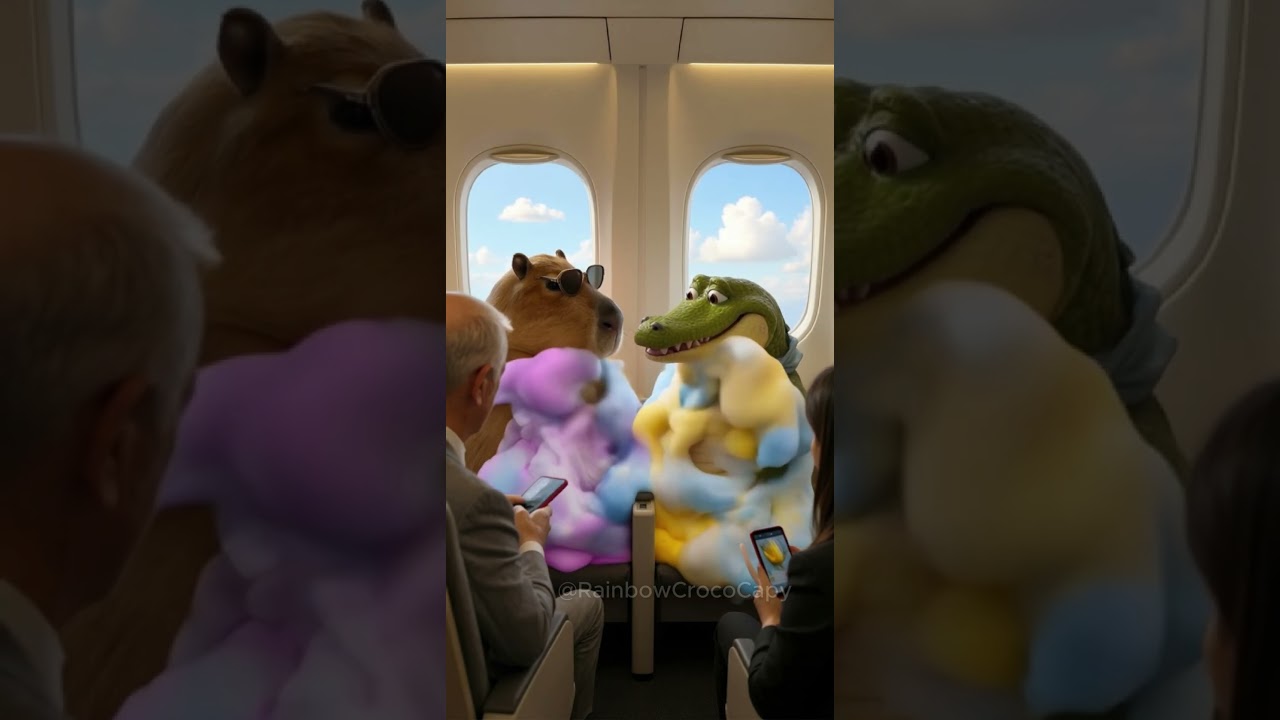 卡皮和鳄鳄霸气靠窗位 Capy & Croco window seat kings #capybara #カピバラさん #funny #animals
