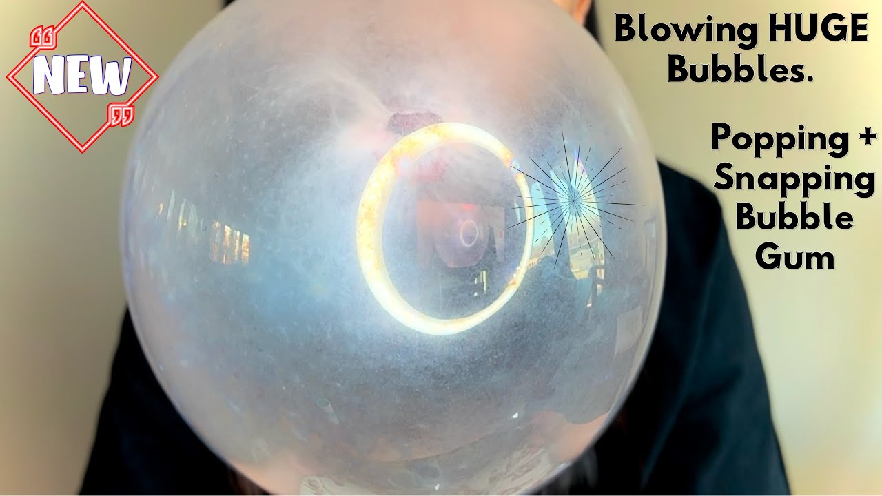 BLOWING HUGE BUBBLEGUM BUBBLES AND SUCKING THEM IN TO POP. Snapping, Popping Bubblegum | No Talking.