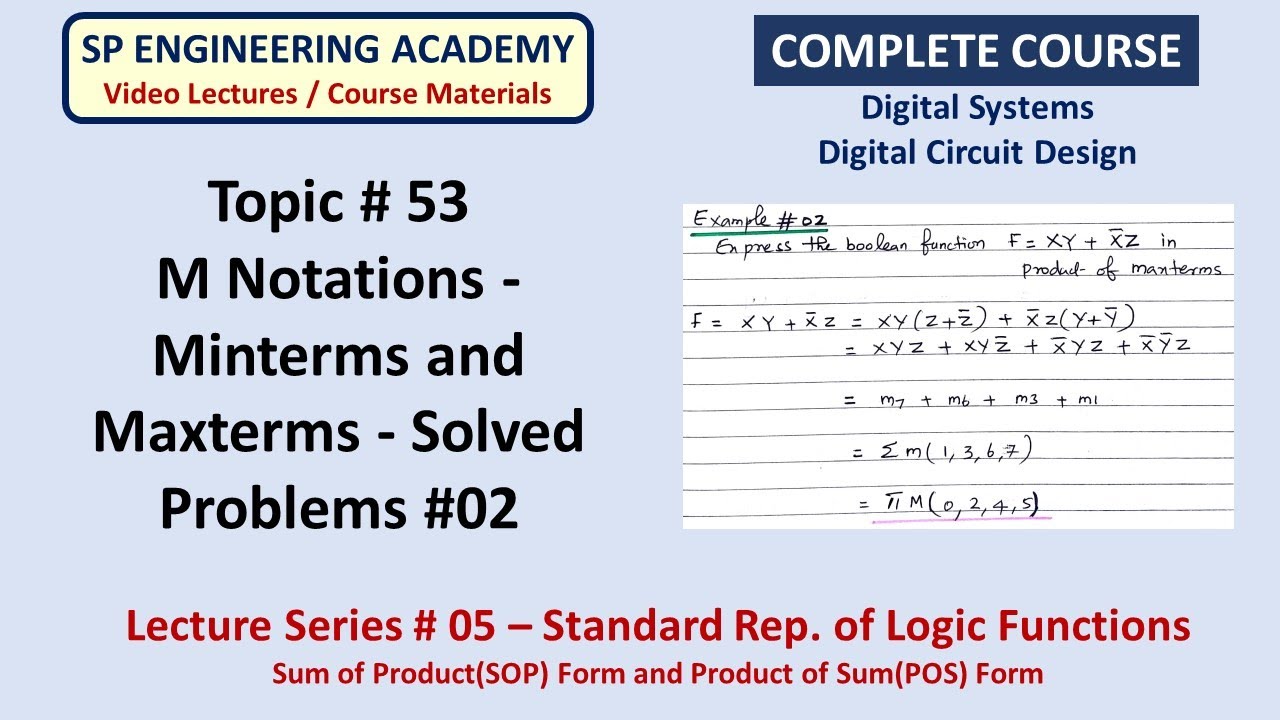 53 M Notations   Minterms and Maxterms   Solved Problems #02