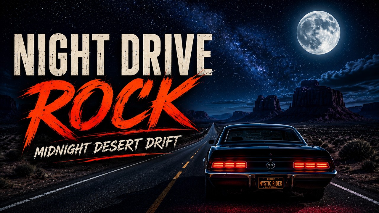 Midnight Desert Drift | Desert Night Drive Rock for Late Night Roads