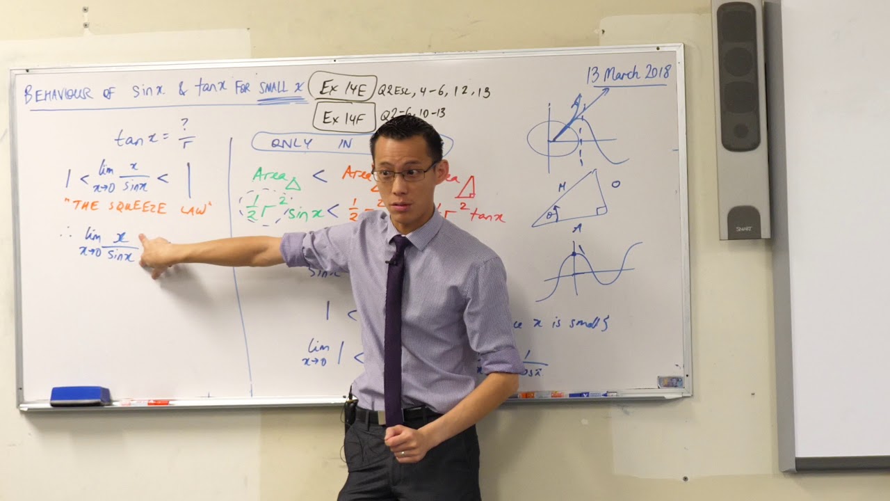 Behaviour of sinx & tanx for small x (3 of 3: Establishing the limit)