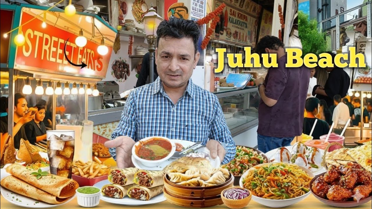 Juhu Beach Mumbai Famous Street Food | Food Vlog | 4K HDR