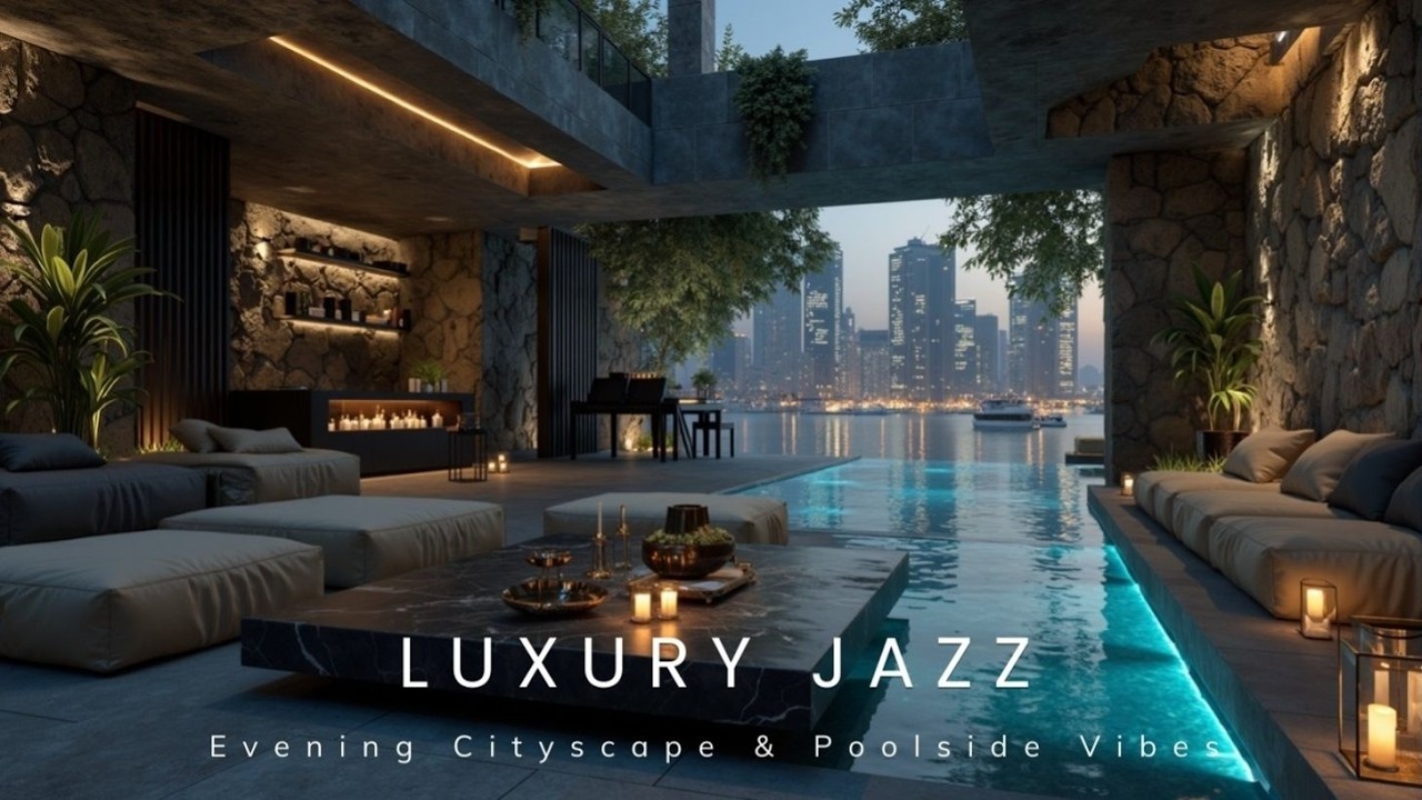 Luxury Smooth Jazz for Ultimate Relaxation ~ Evening Cityscape & Poolside Vibes